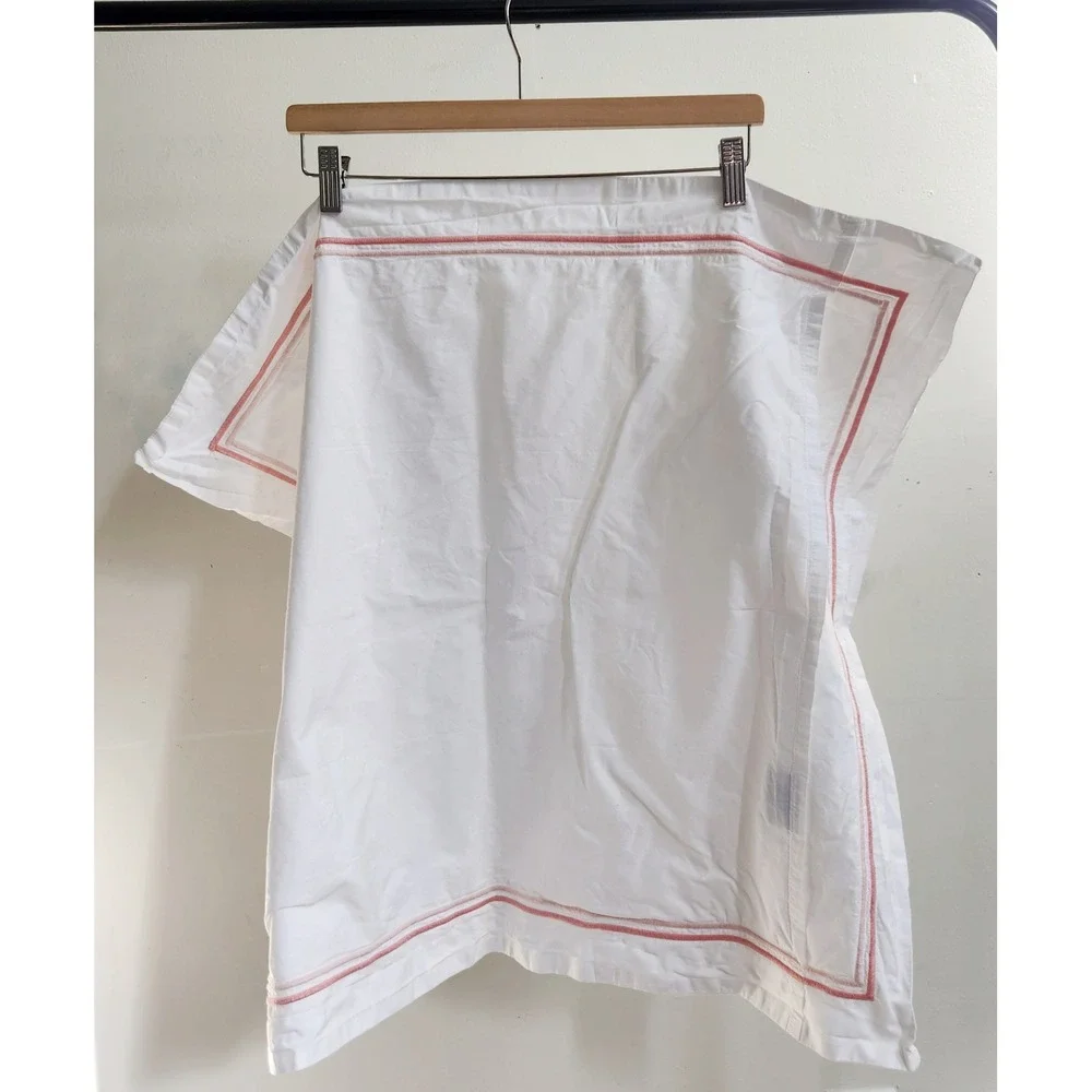 Matouk Essex Euro Sham 2PC Set White Pink Cotton Embroidered Border Hotel Luxury